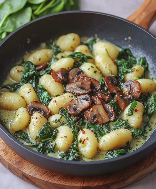 Gnocchi mit Pilzen und Spinat