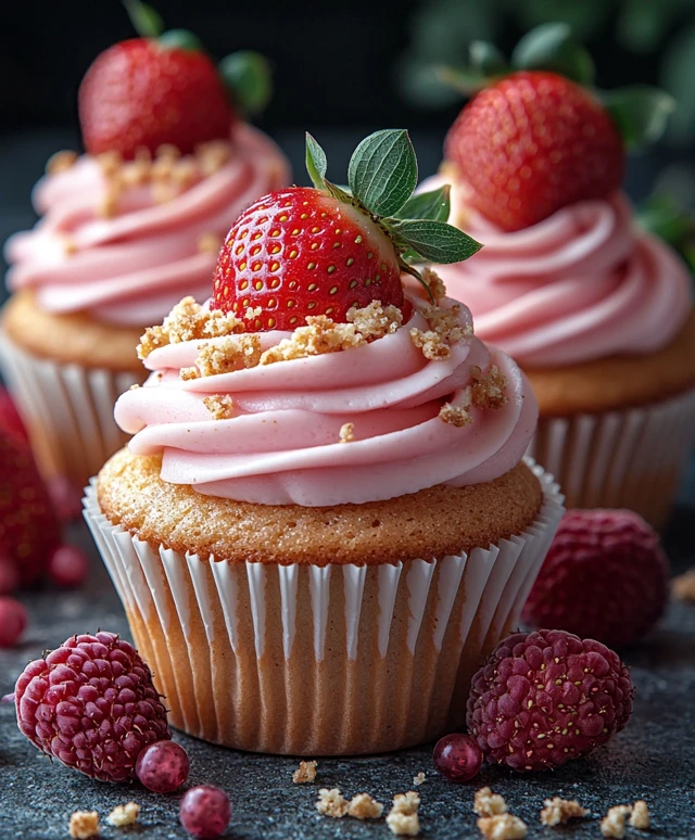 Erdbeer Crunch Cupcakes