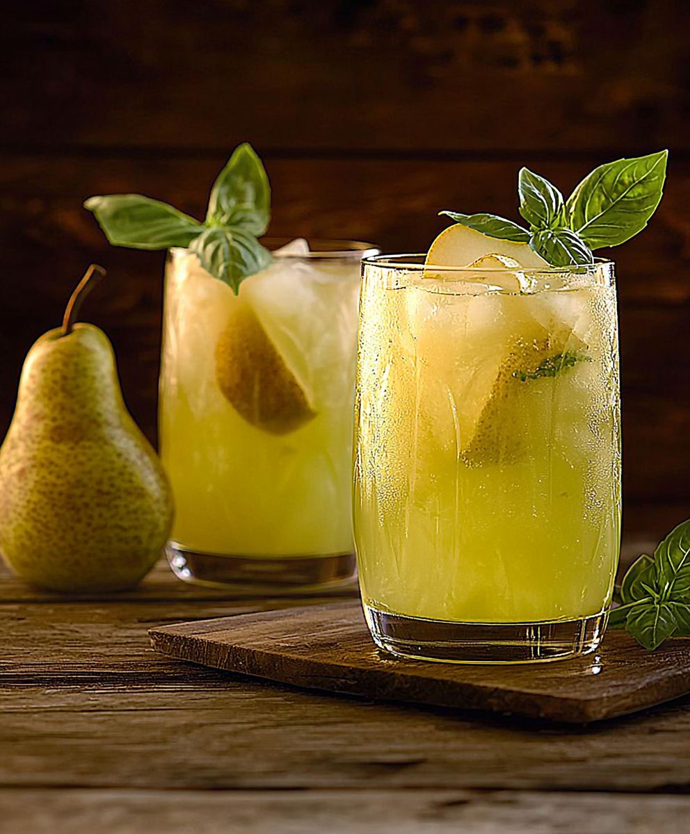 Birne Basilikum Limonade selber machen