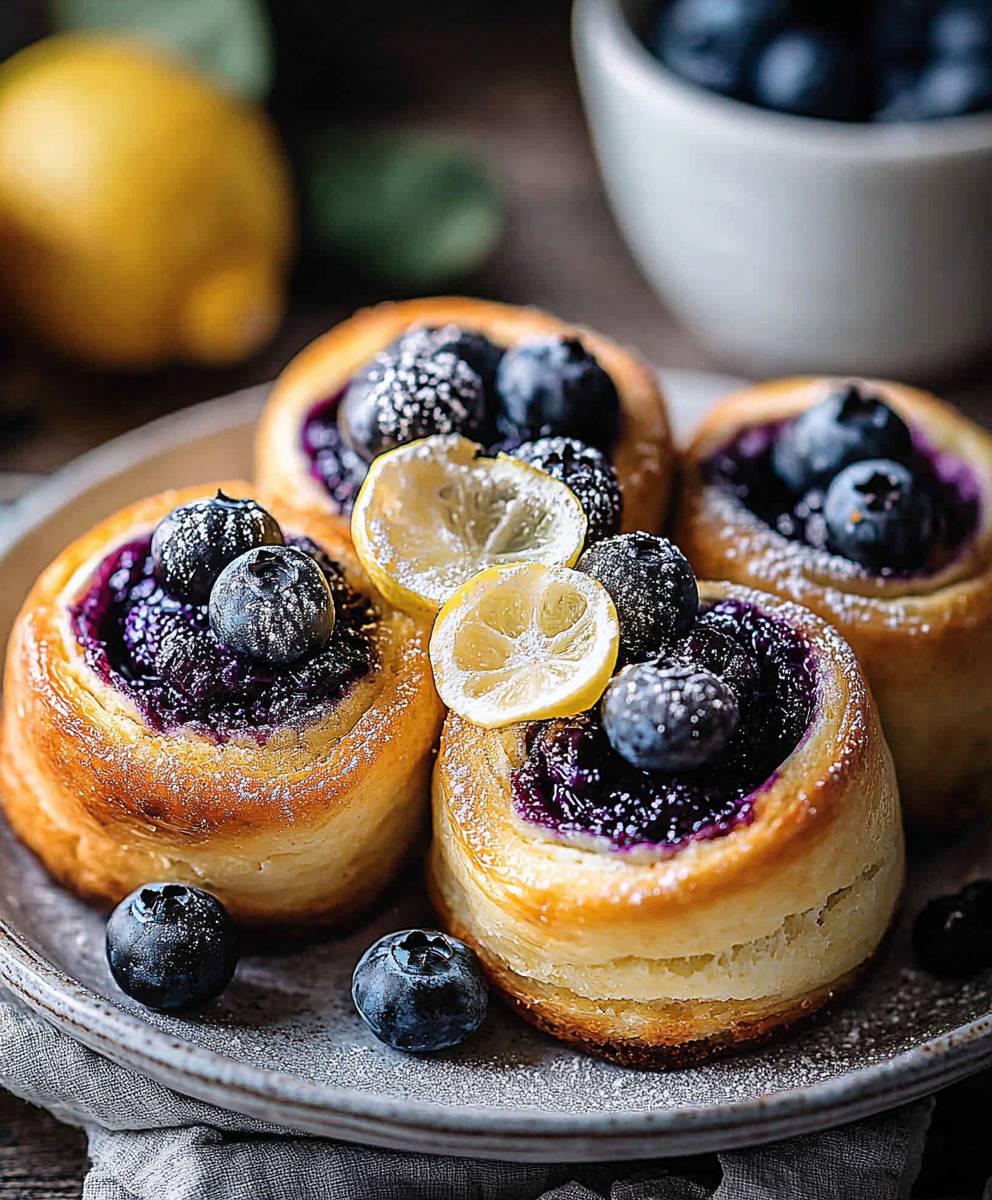Blaubeer Zitronen Ricotta Brötchen