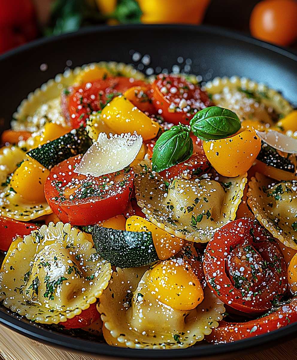 Bunte Ravioli Gemüse Pfanne