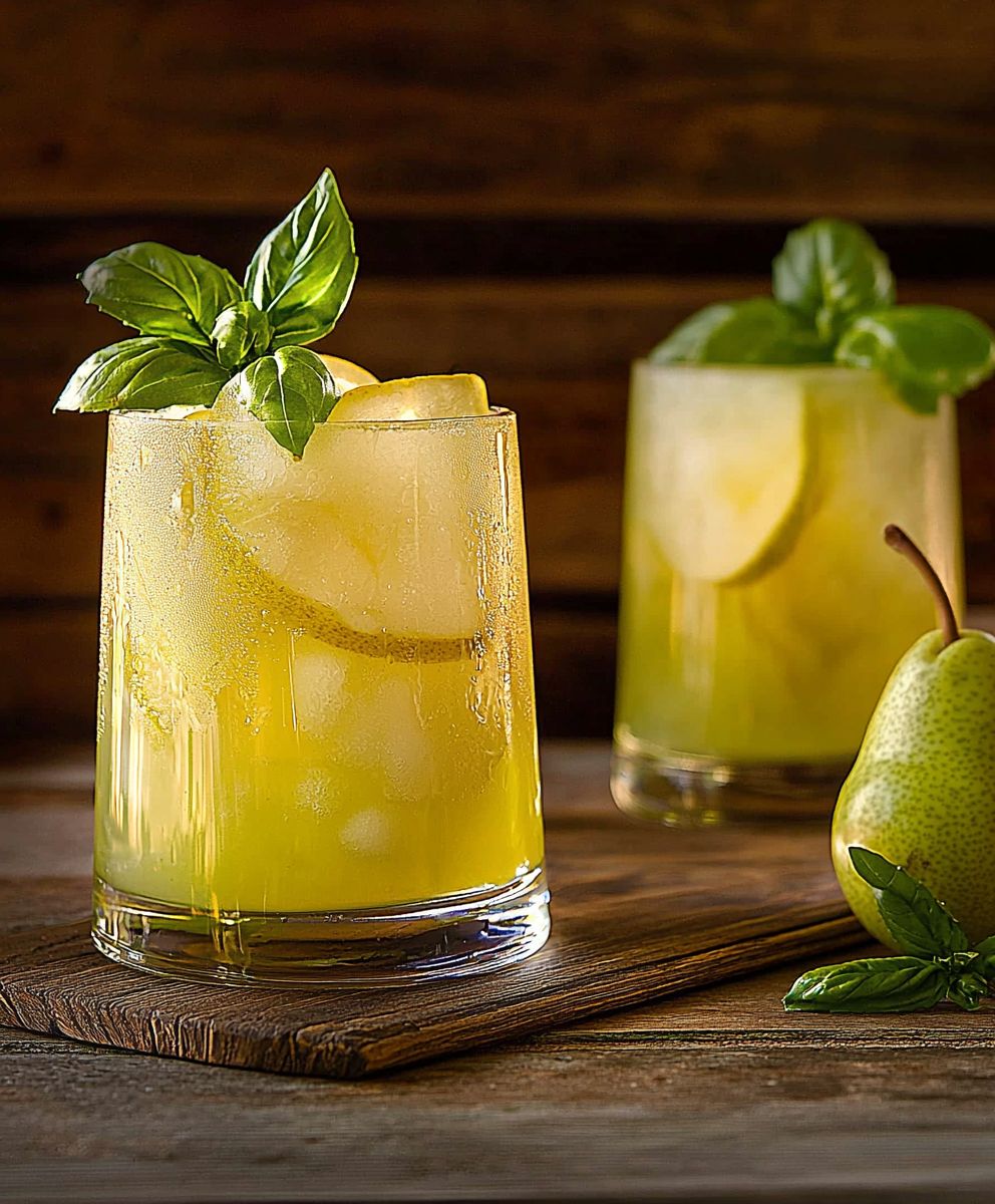 Birne Basilikum Limonade selber machen