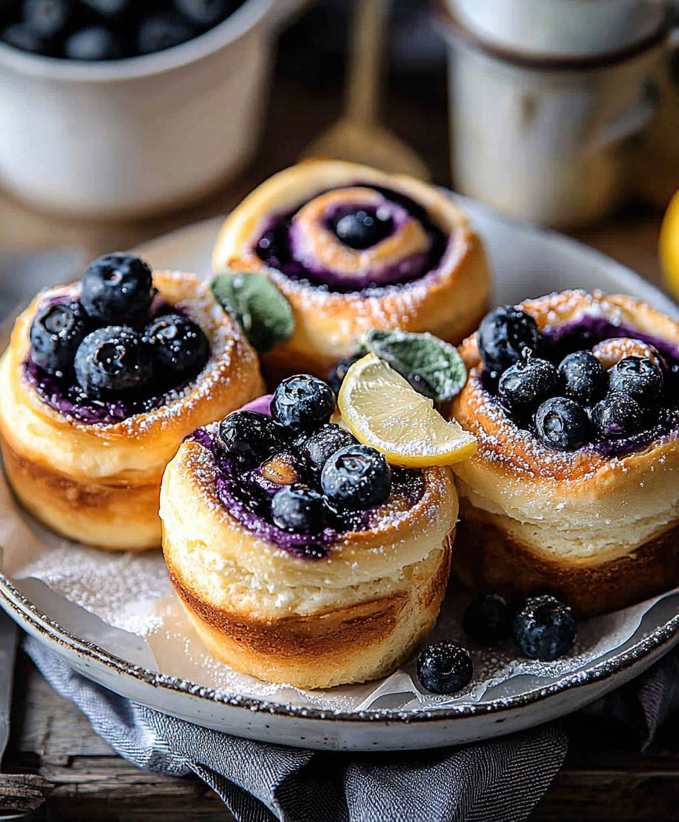 Blaubeer Zitronen Ricotta Brötchen