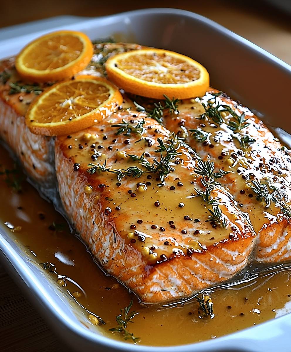 Orangen Lachs Honig Senf