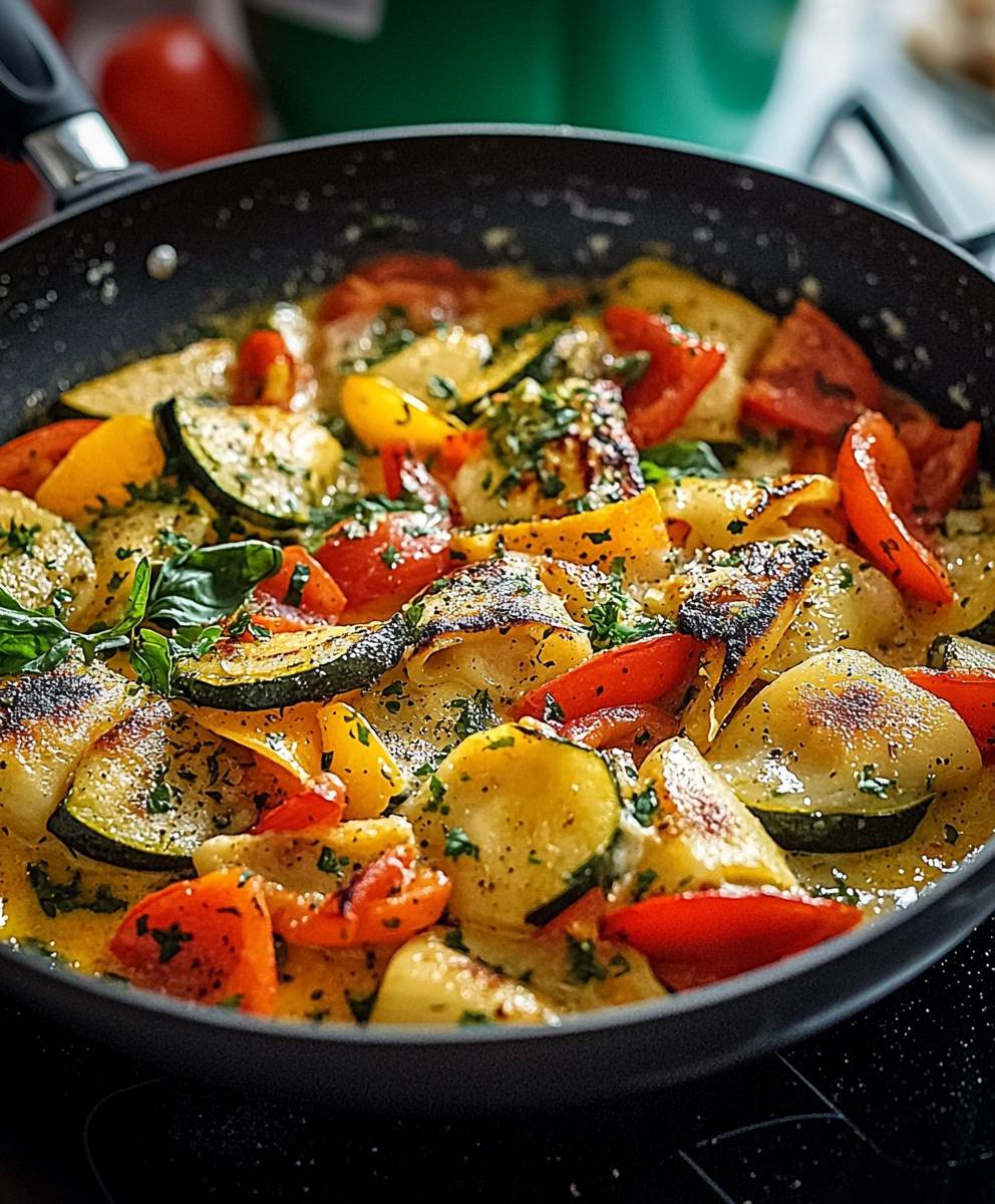 Maultaschenpfanne mit Gemüse