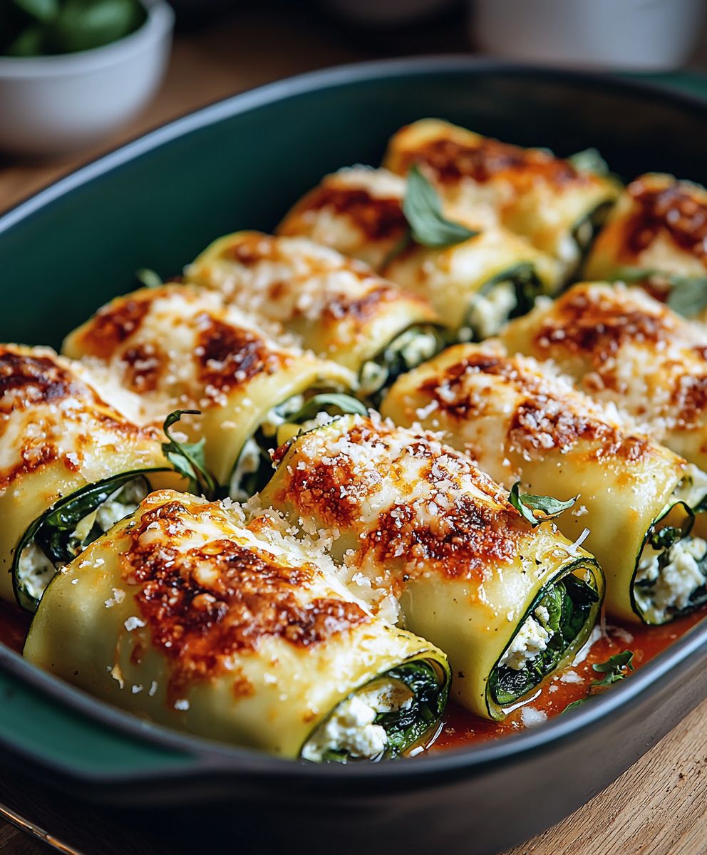 Zucchini Cannelloni Ricotta Spinat