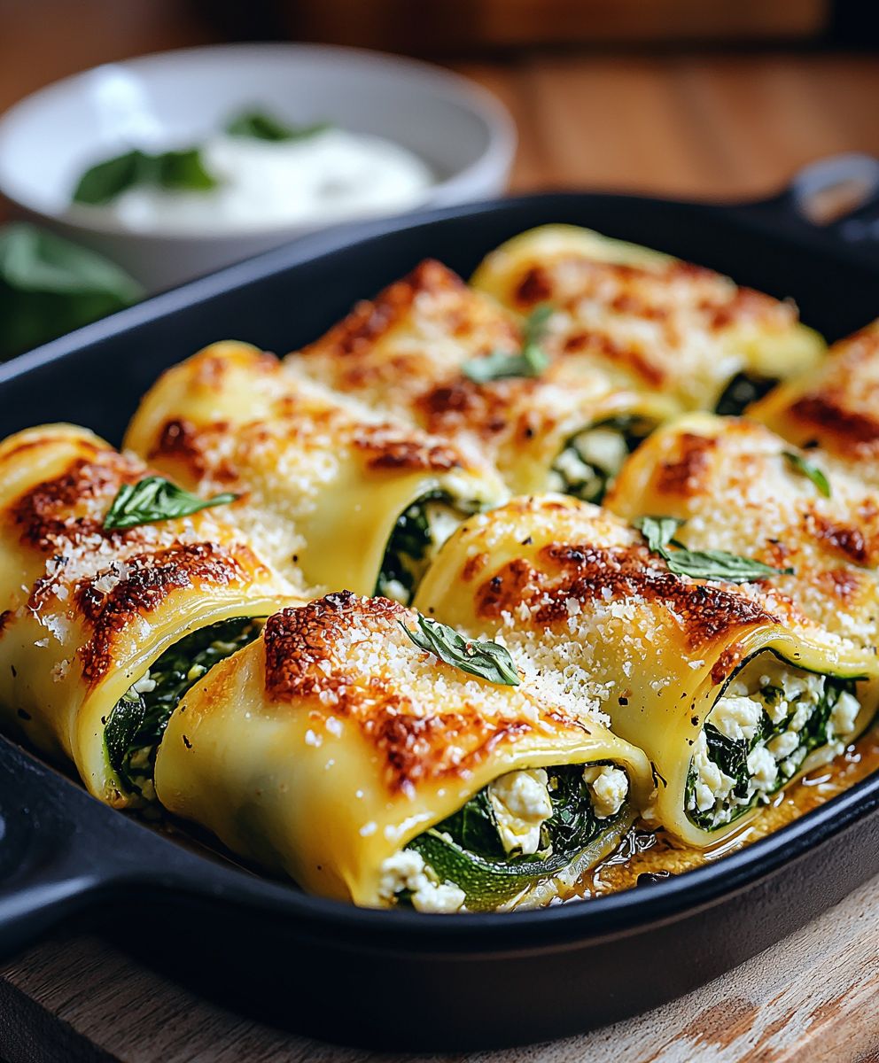 Zucchini Cannelloni Ricotta Spinat