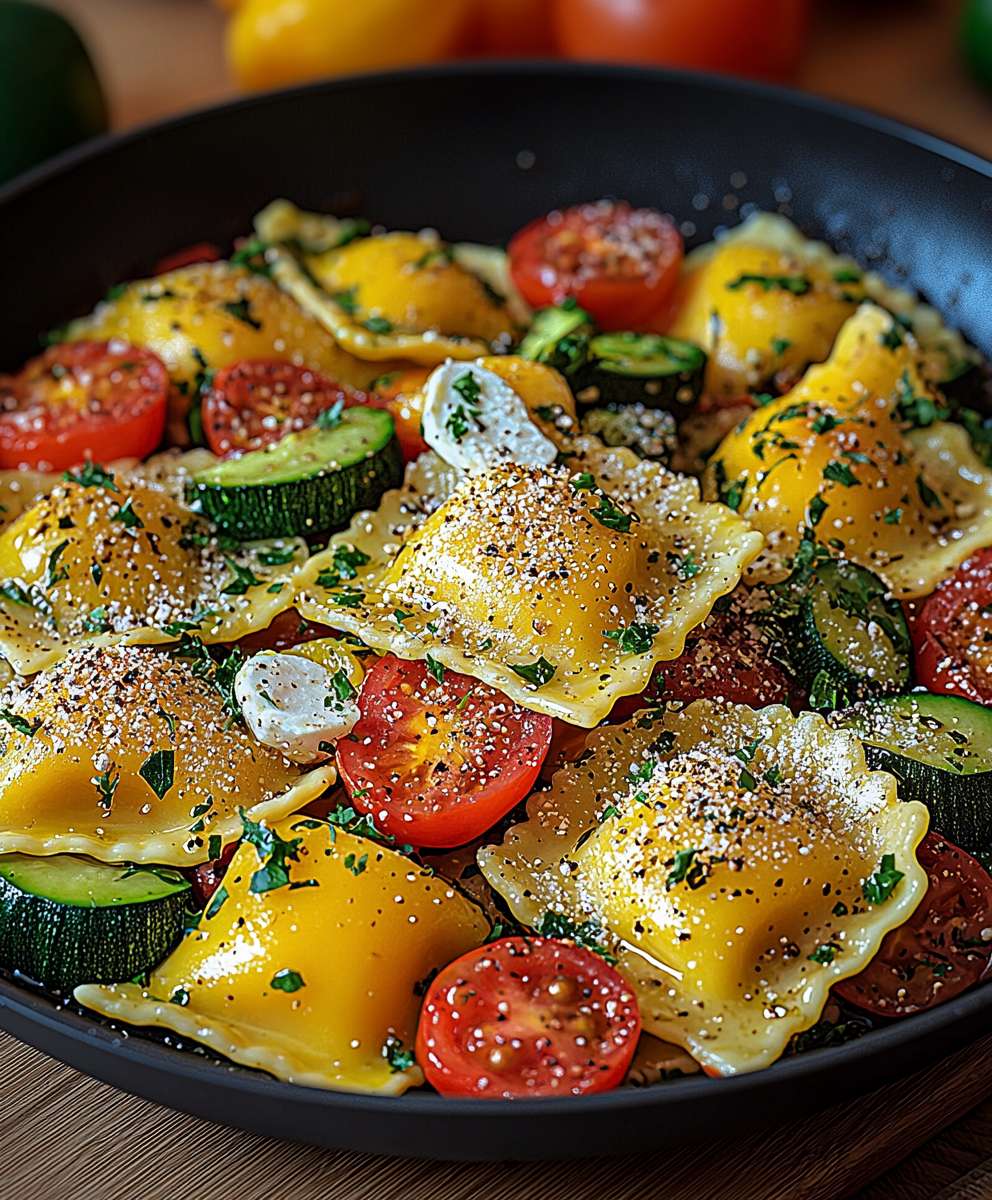 Bunte Ravioli Gemüse Pfanne