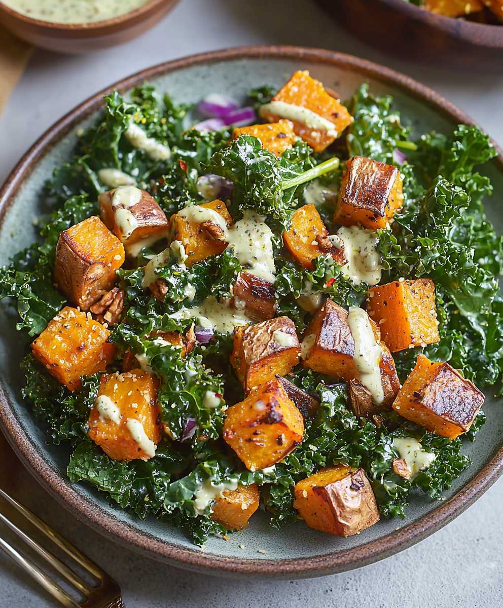 Grünkohl Süßkartoffelsalat