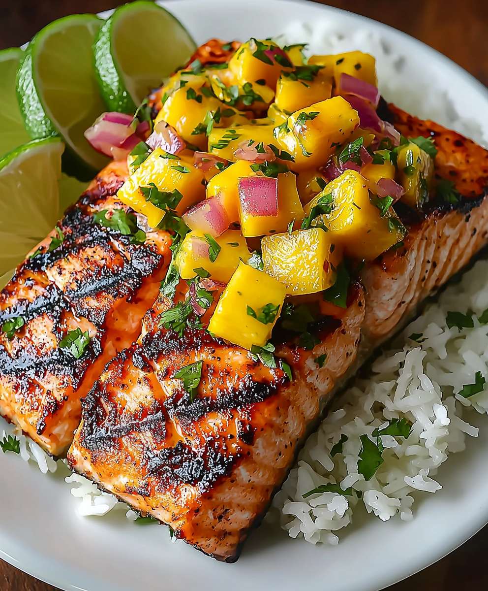 Gegrillter Lachs Mango Salsa