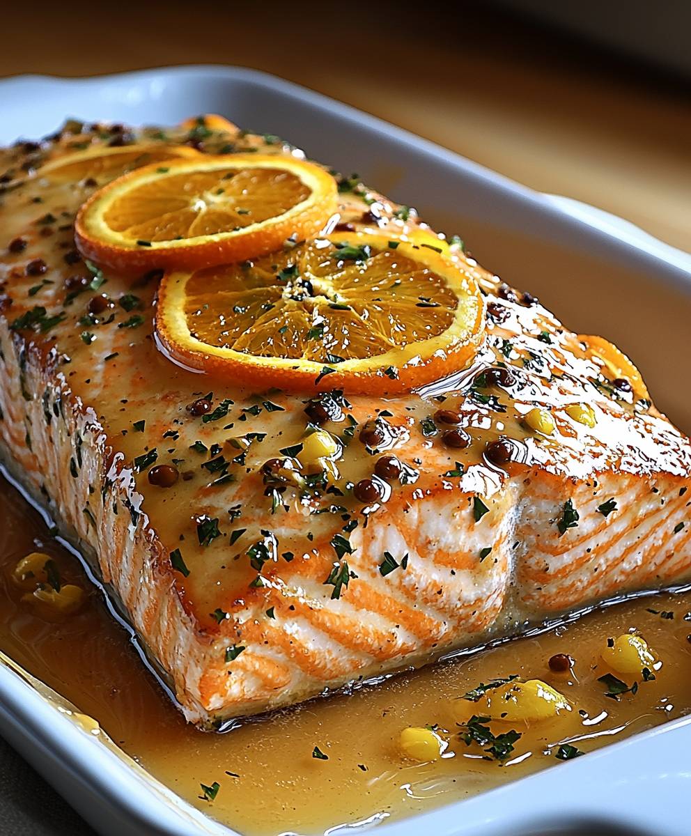 Orangen Lachs Honig Senf