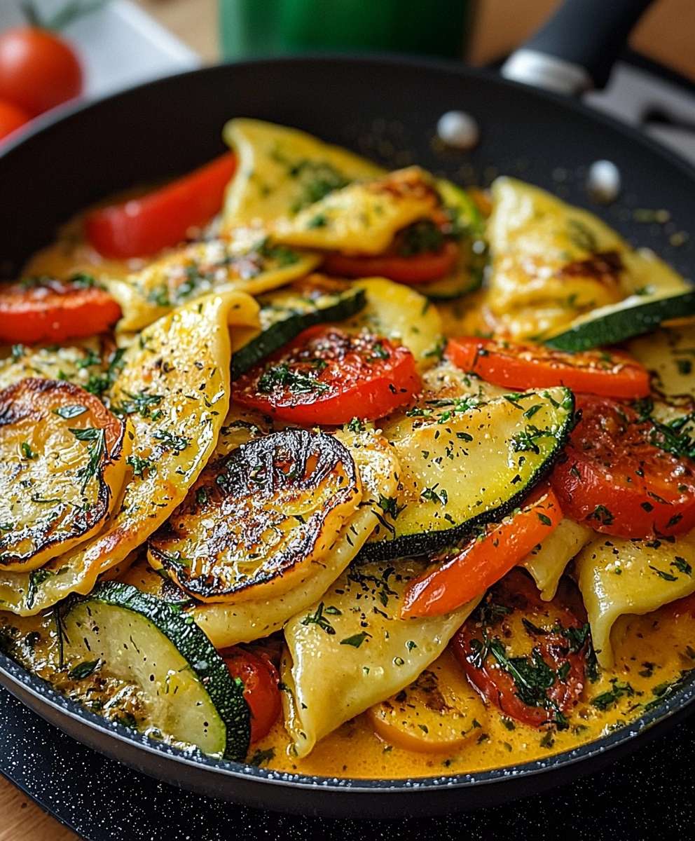 Maultaschenpfanne mit Gemüse