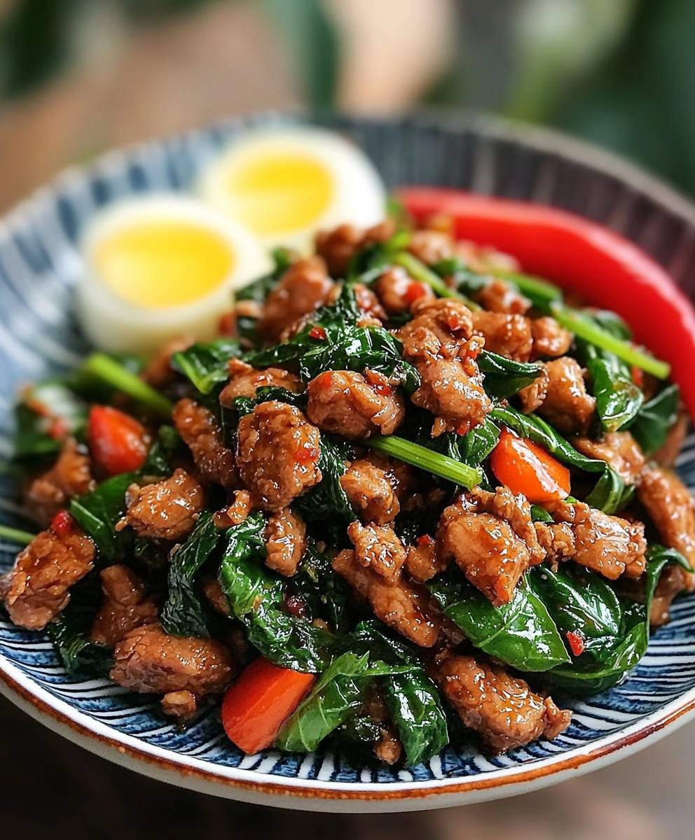 Heiliges Basilikum Schweinefleisch Pfanne