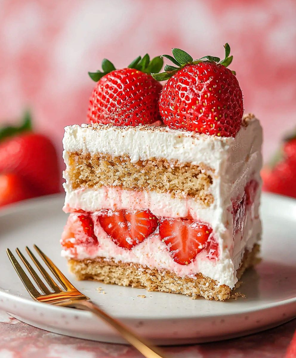 Erdbeer Frischkäse Eisbox Kuchen