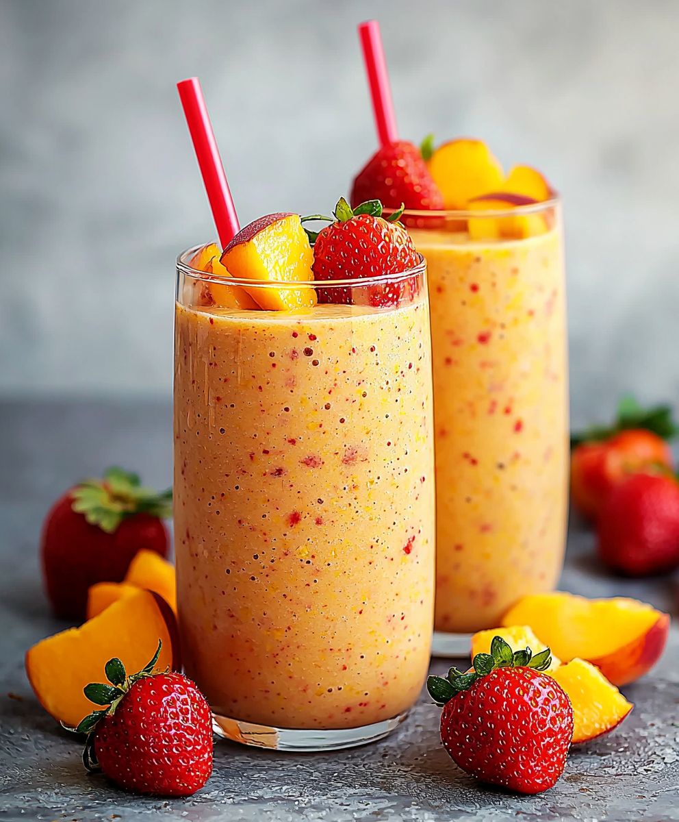 Erdbeer Mango Pfirsich Smoothie
