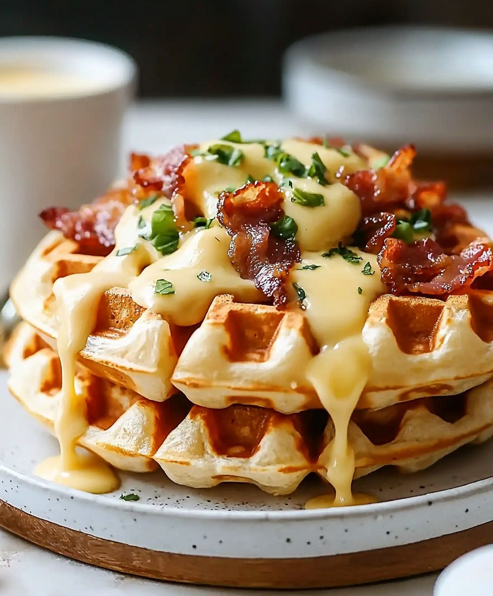 Herzhafte Waffeln mit Speck