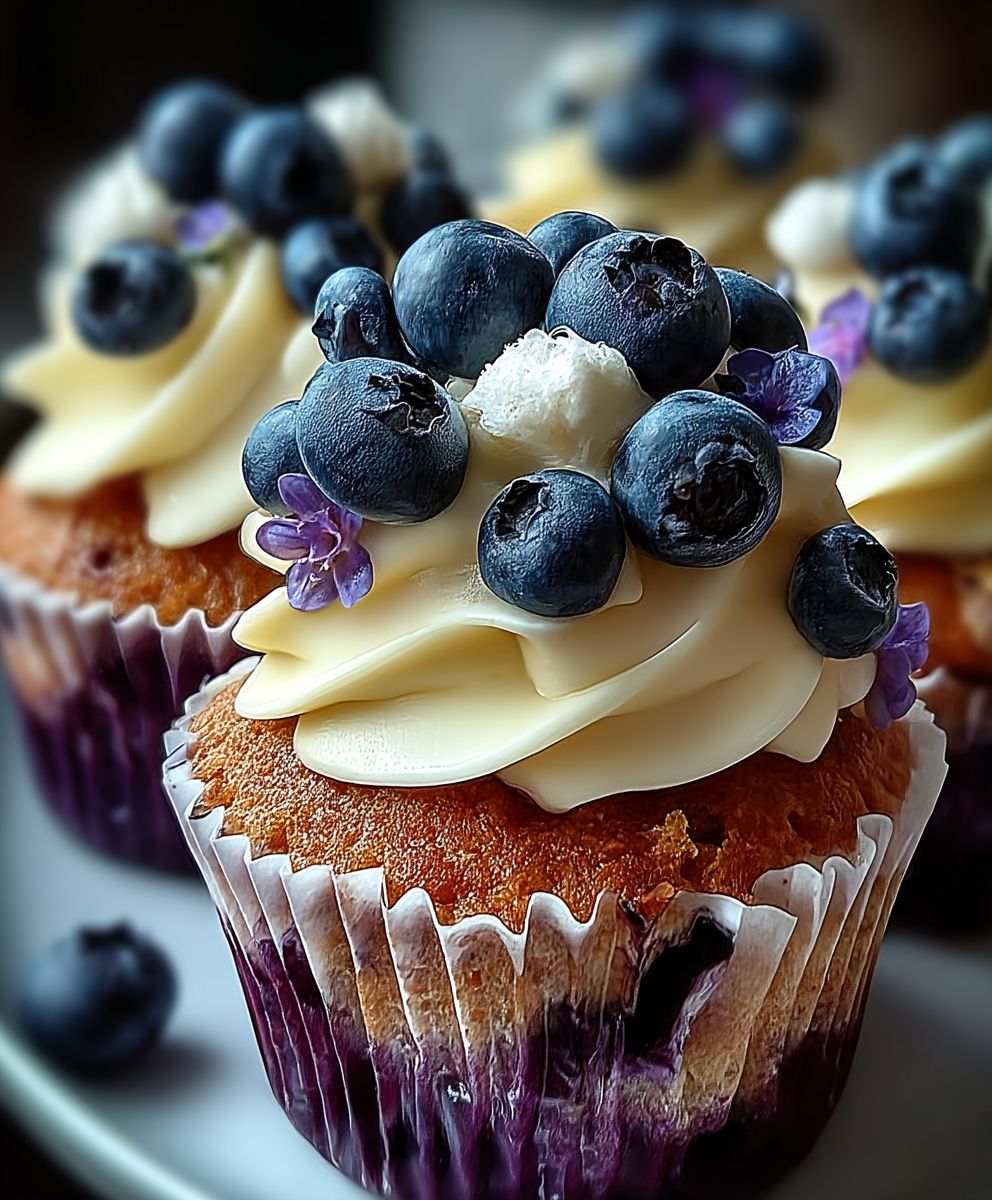 Blaubeer Cupcakes weiße Schokolade