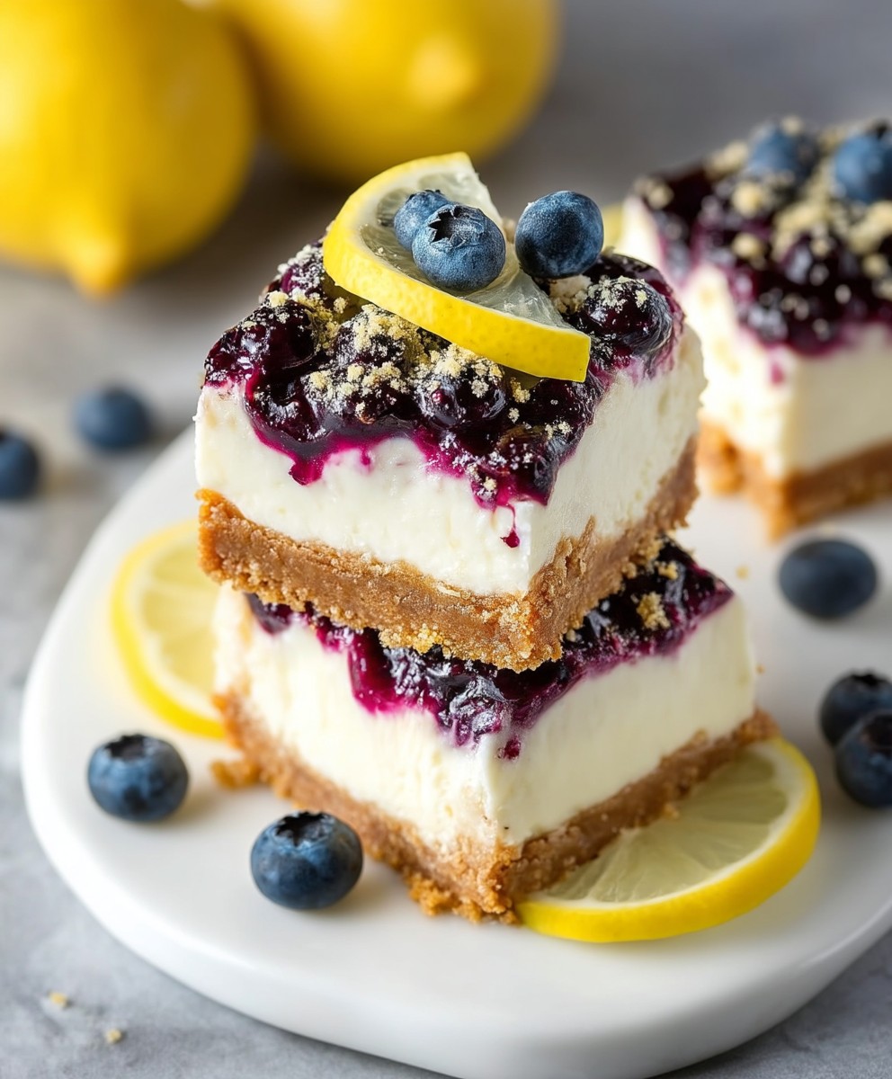 Zitronen Blaubeer Käsekuchen Riegel