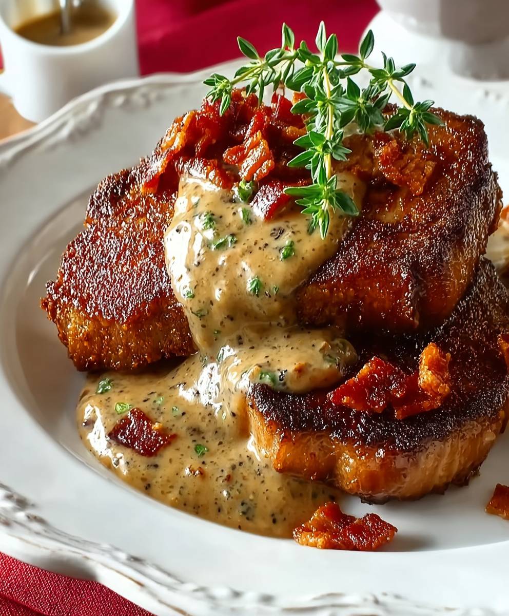 Schweinekoteletts mit Specksoße