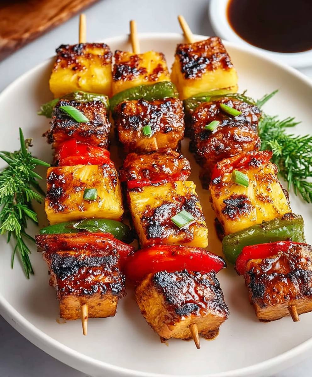 BBQ Ananas Hähnchen Kabobs