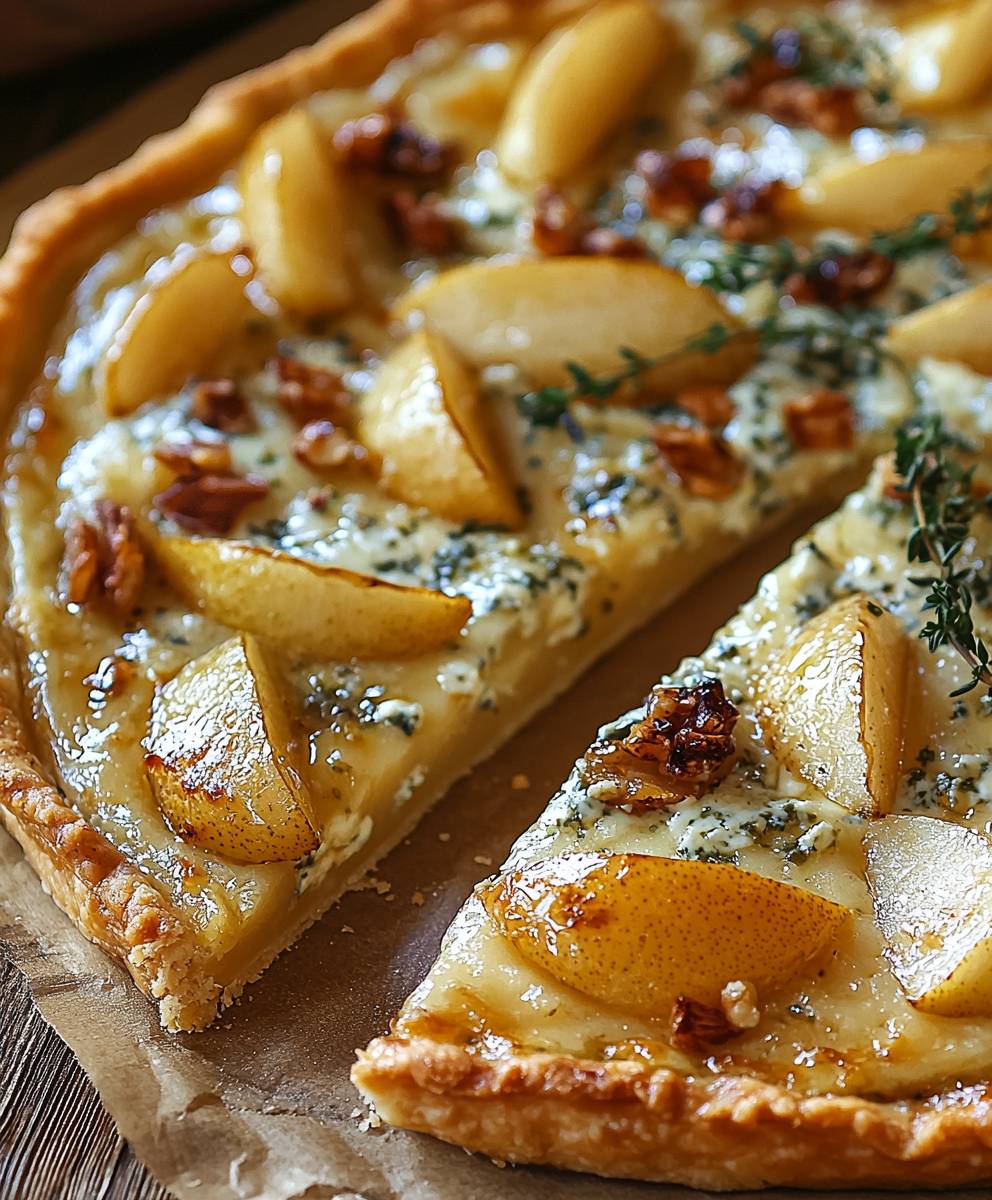 Flammkuchen Birne Gorgonzola