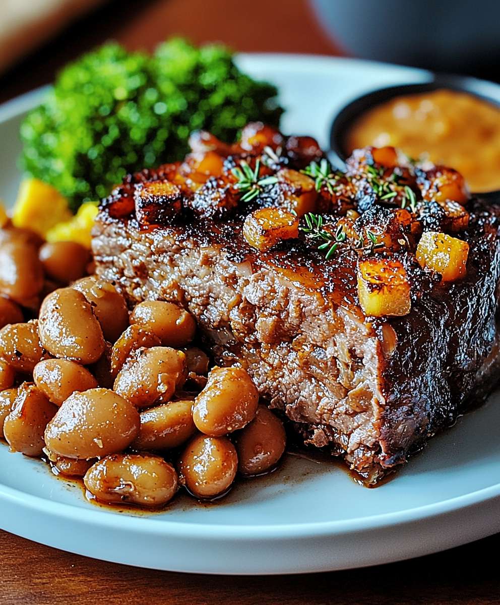 Veganer Braten mit Bohnen