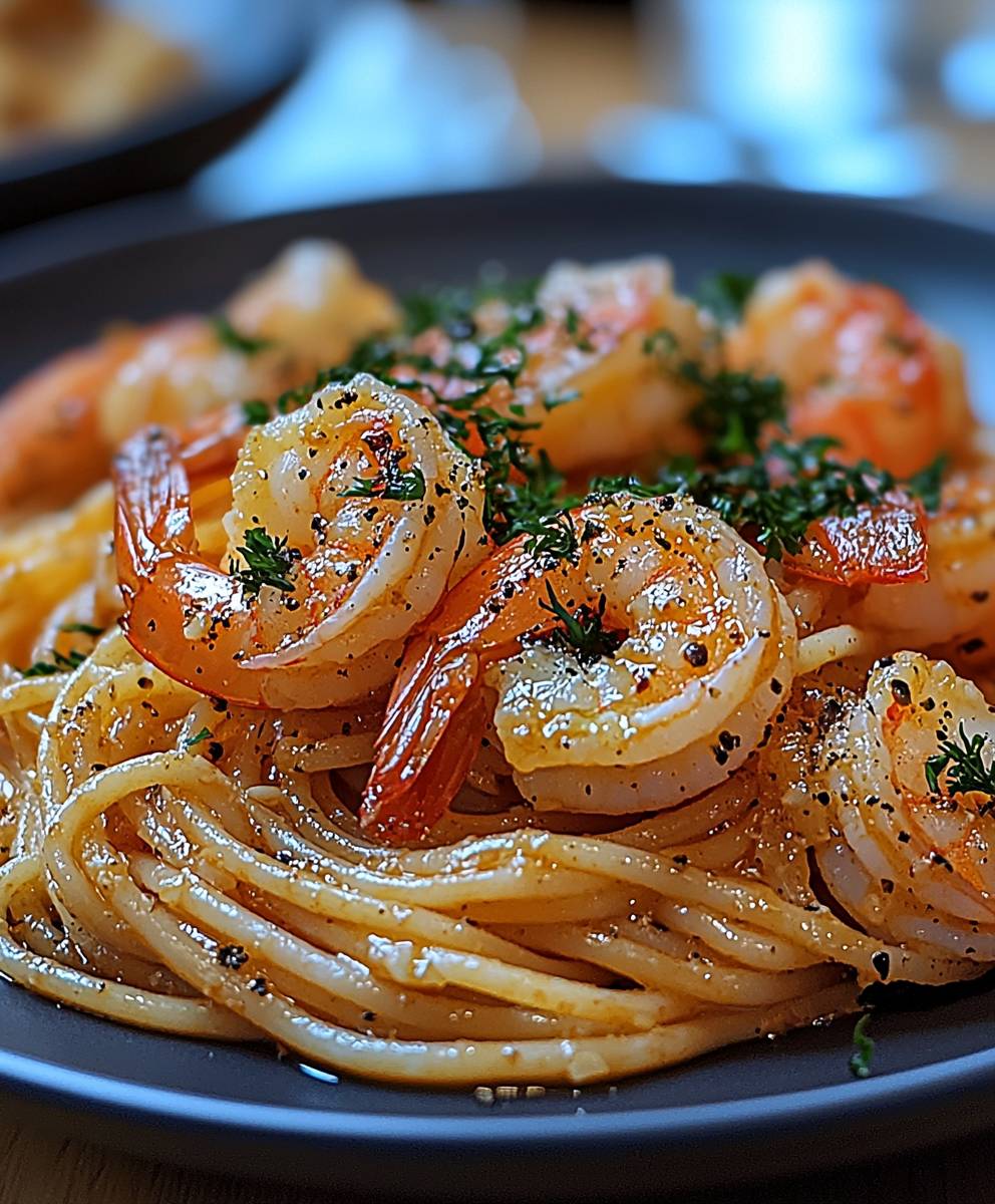 Spaghetti mit Garnelen