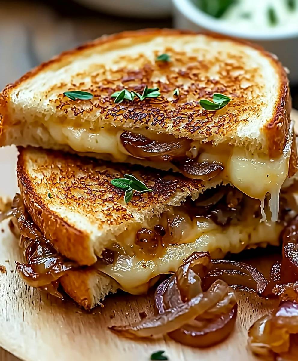 Gegrilltes Käsesandwich Zwiebeln