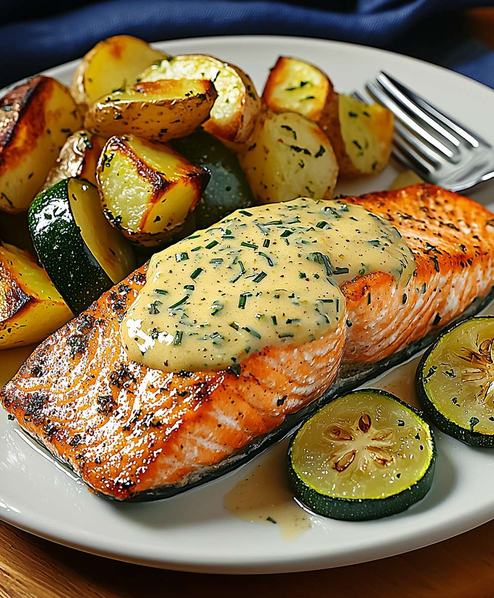 Schnittlauchlachs Kartoffelspalten Zucchini