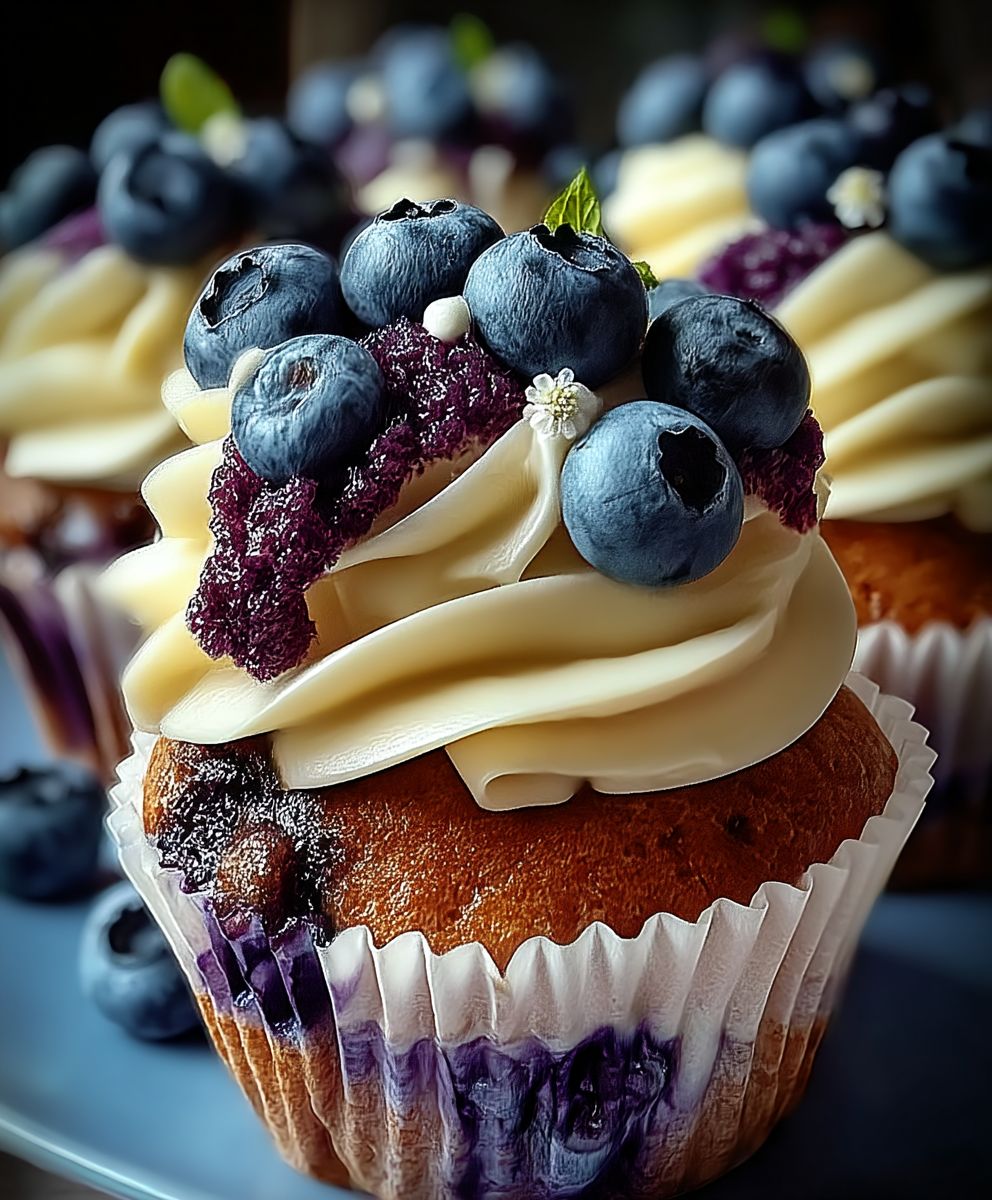 Blaubeer Cupcakes weiße Schokolade