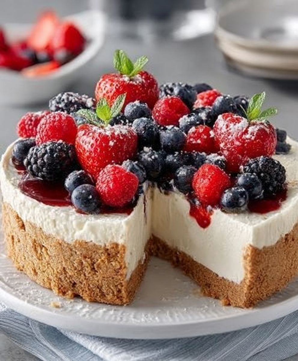 Dreifach Beeren Käsekuchen