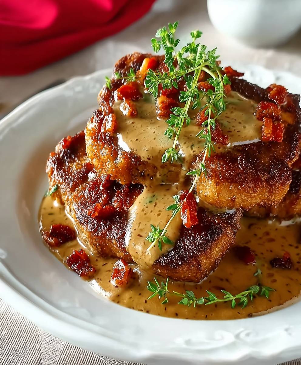 Schweinekoteletts mit Specksoße