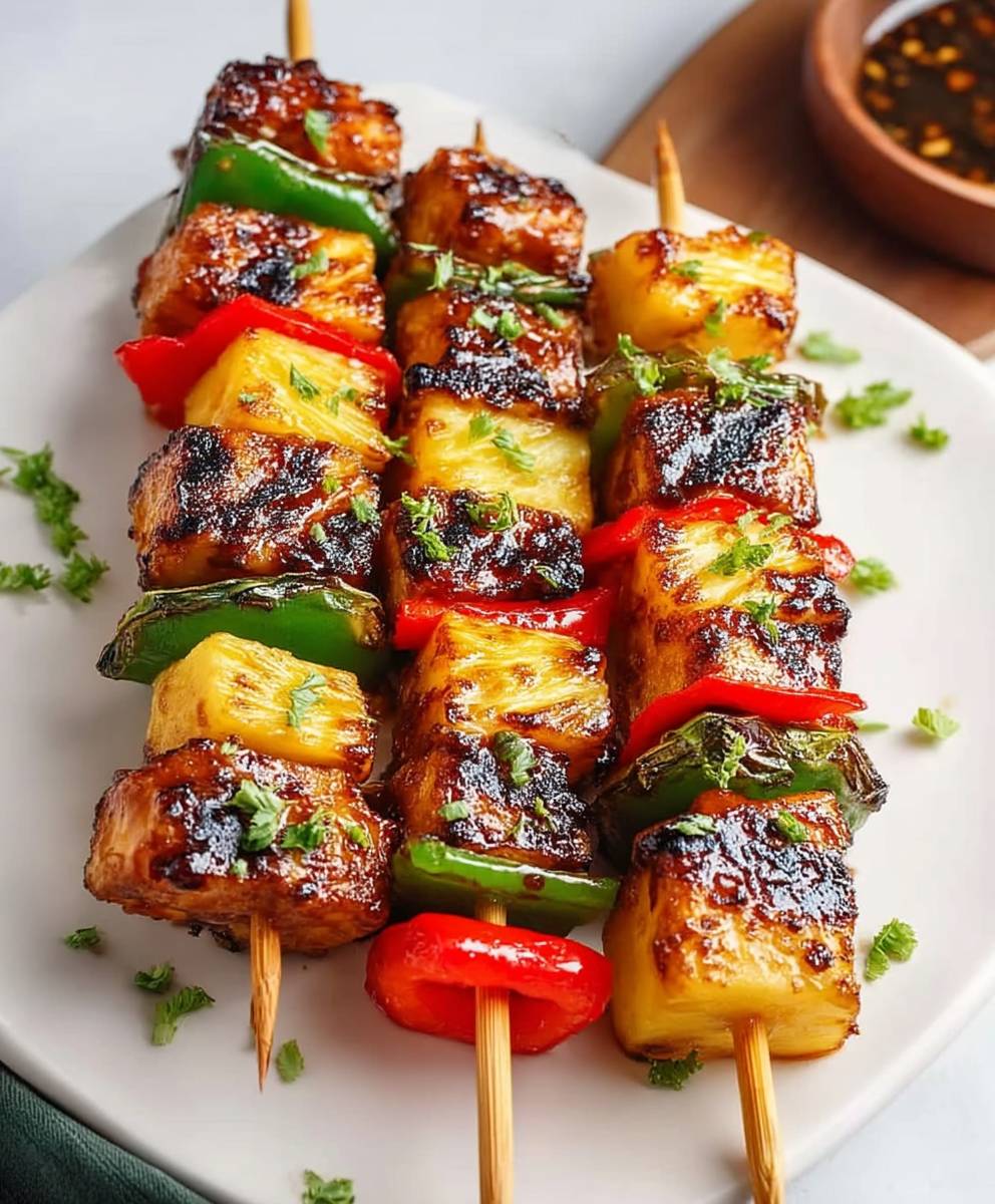 BBQ Ananas Hähnchen Kabobs