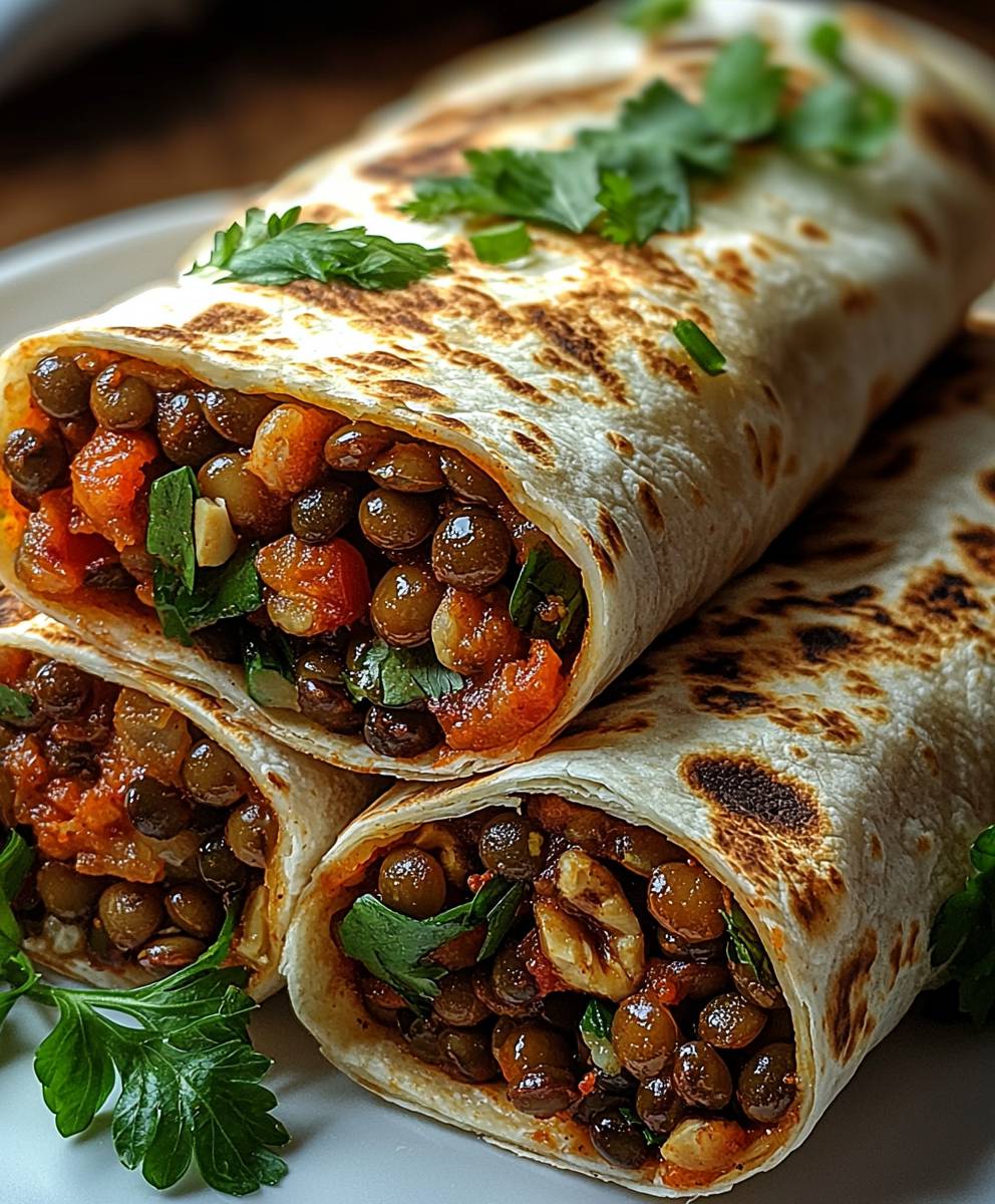 Vegetarische Burritos Linsen Walnüsse