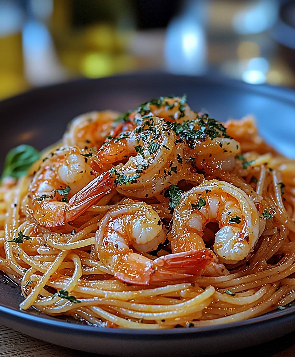 Spaghetti mit Garnelen