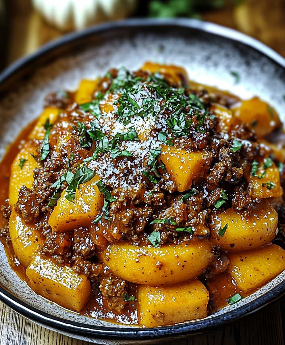 Kürbis Rindfleisch Bolognese