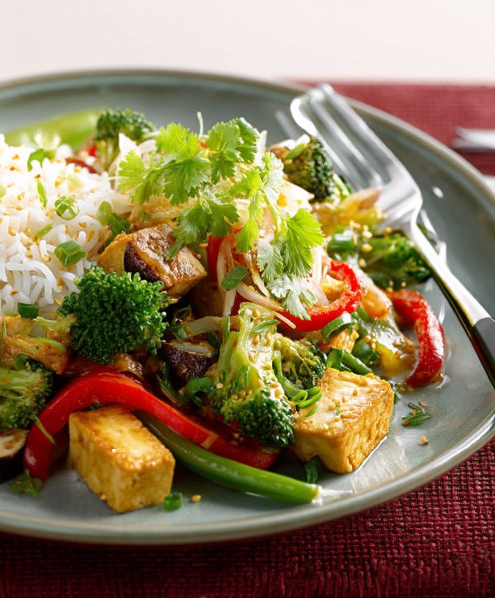 Gemüsepfanne Tofu Reis