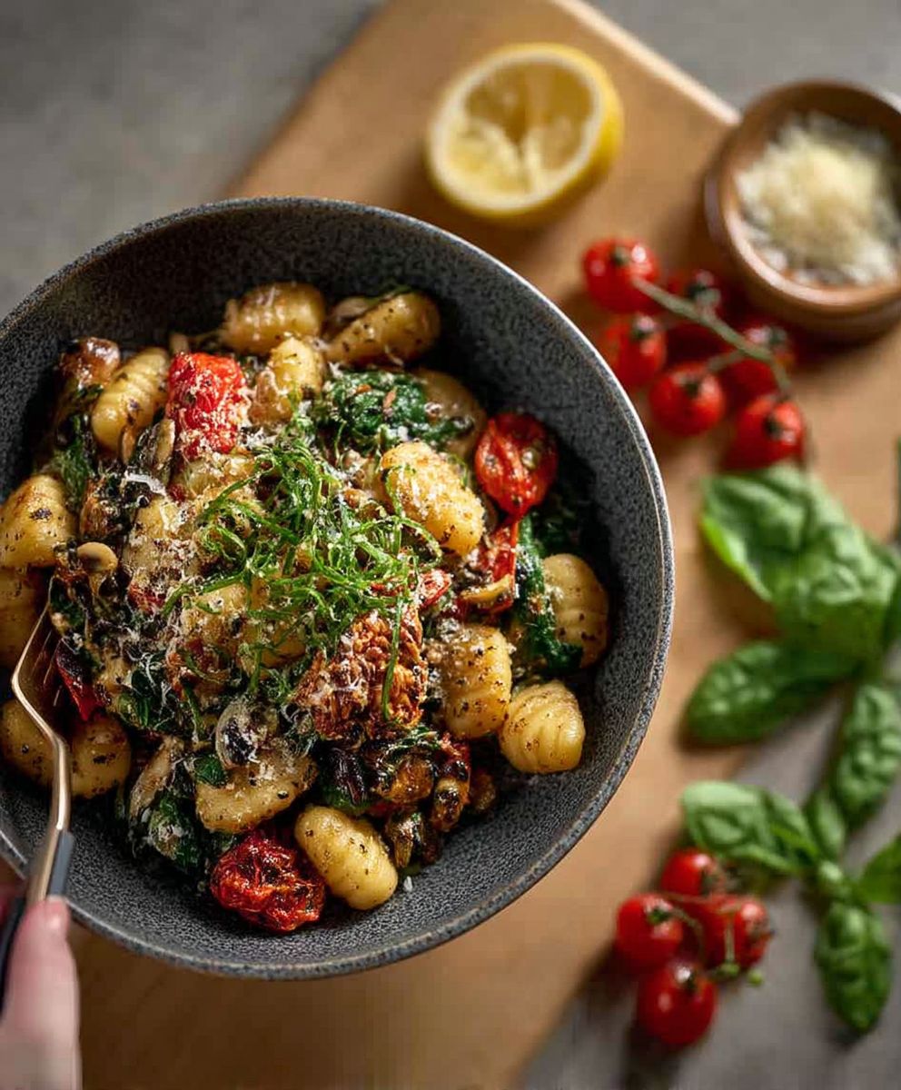 Gnocchi Pfanne Spinat Tomaten