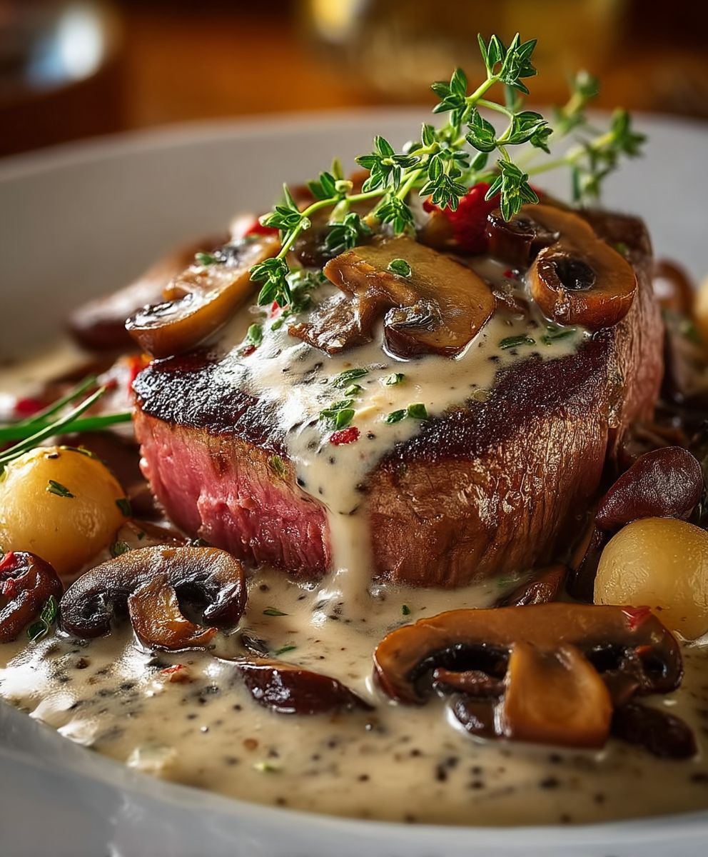 Wildschweinfilet mit Pilzen