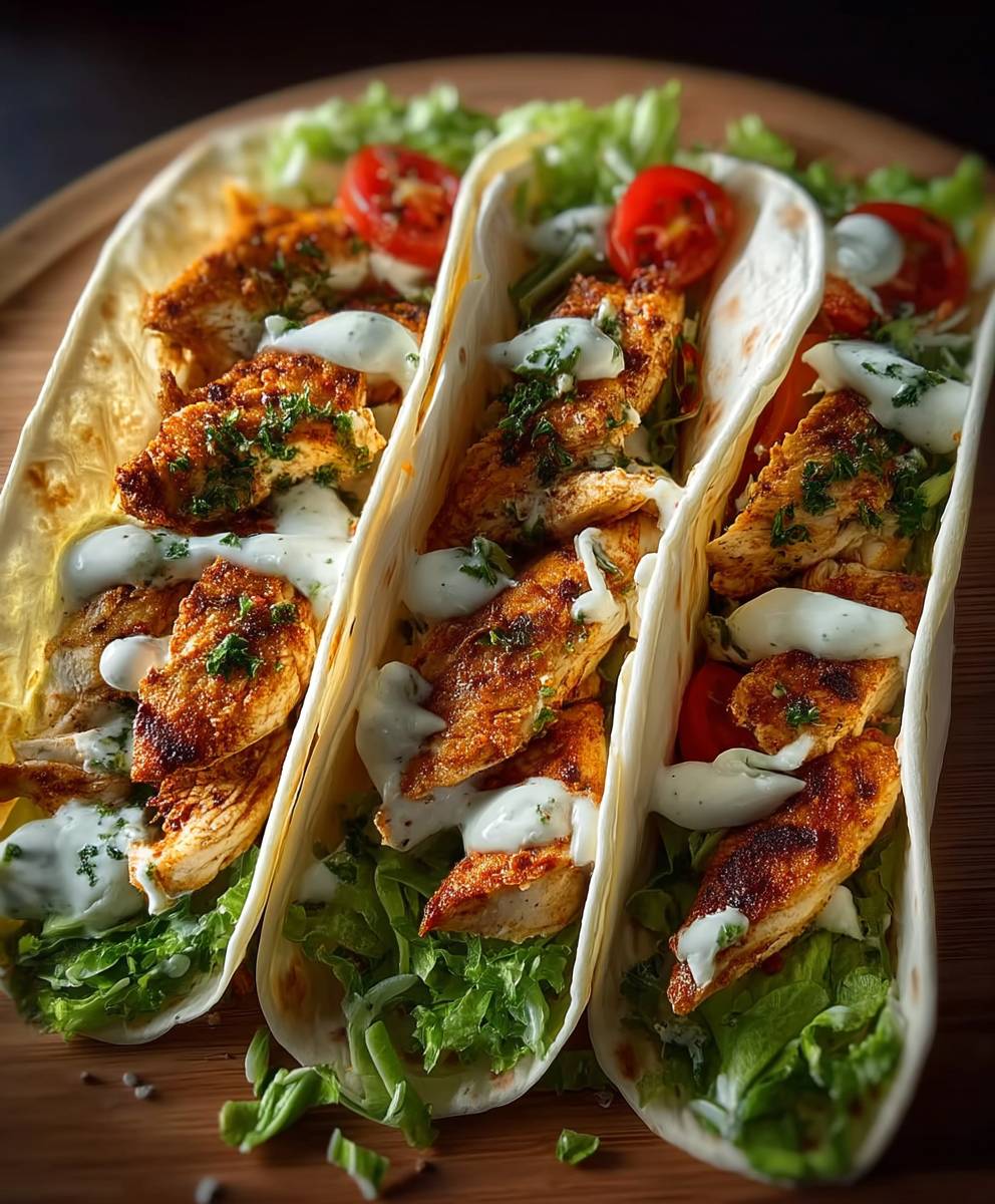 Knoblauch Hähnchen Wraps