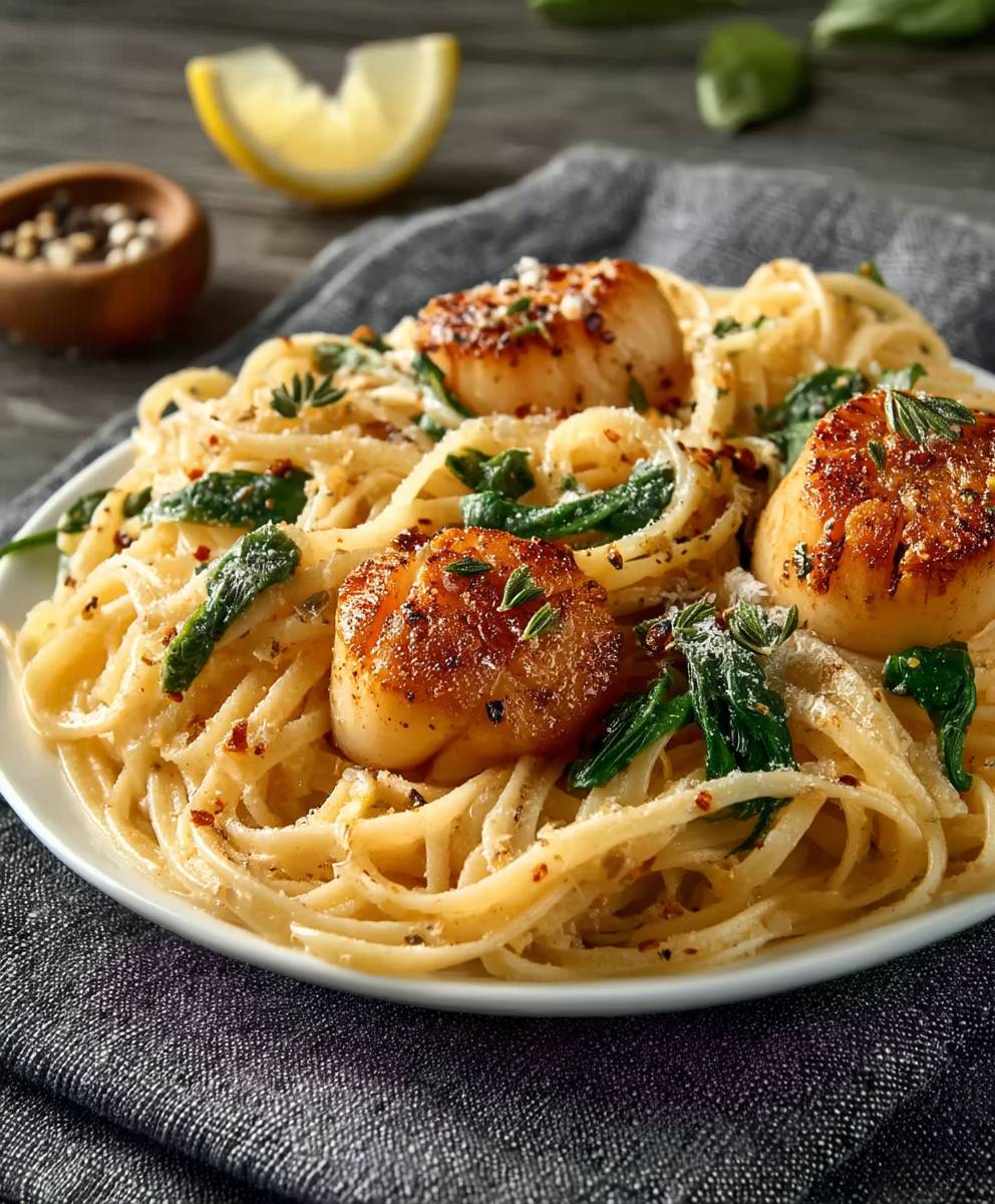Zitronen Linguine Jakobsmuscheln