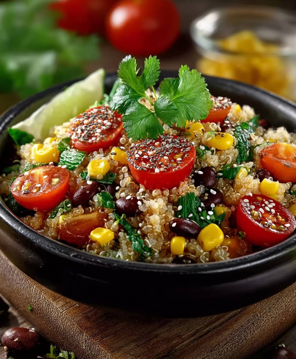 Quinoa Bohnensalat Kirschtomaten Mais