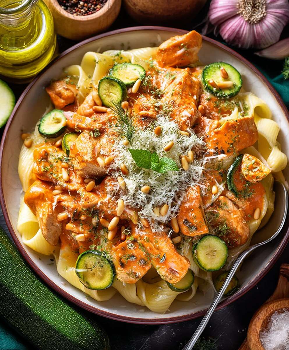 Zucchini Parmesan Pasta Hähnchen