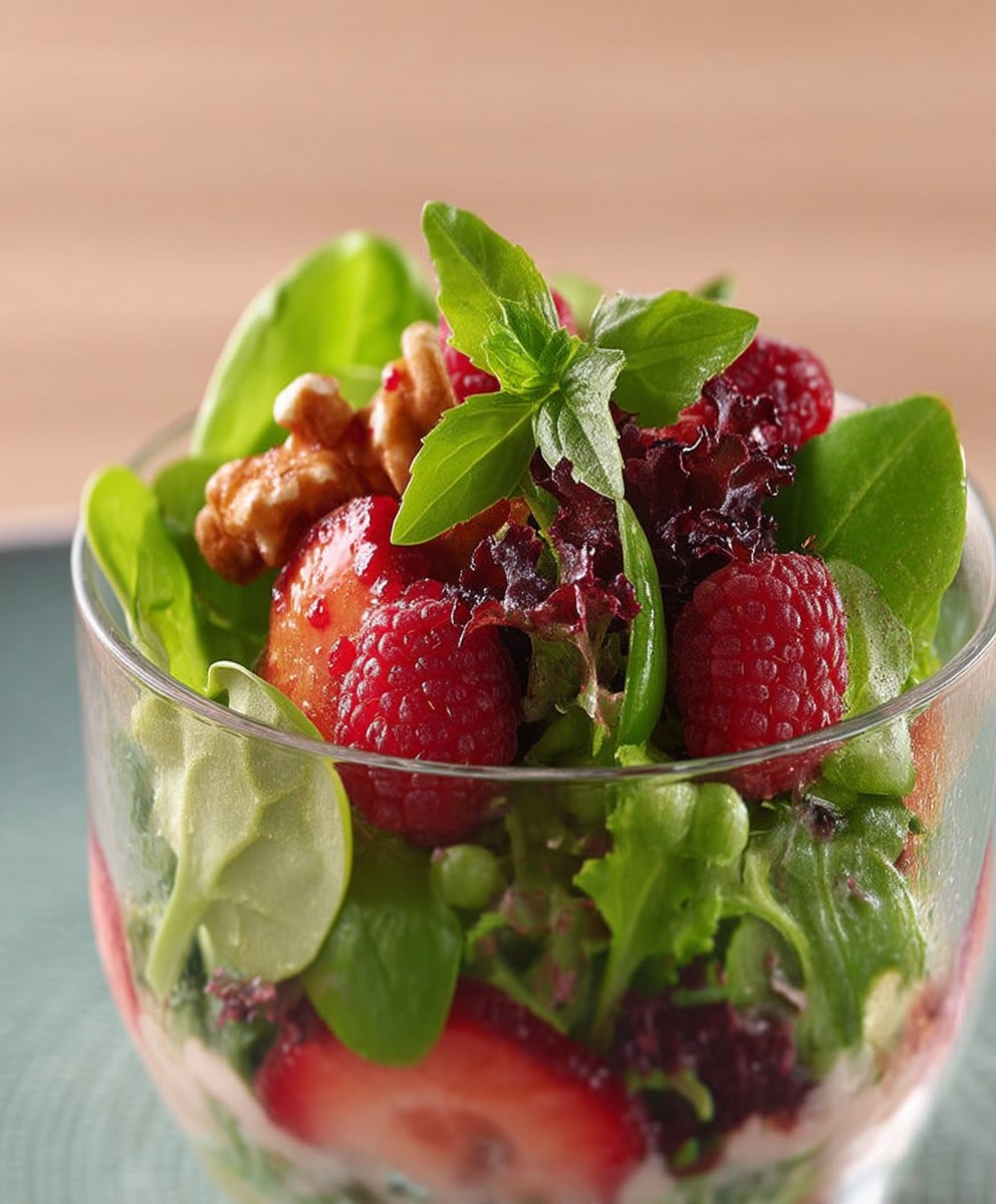 Wildkräutersalat Himbeer Walnuss Dressing