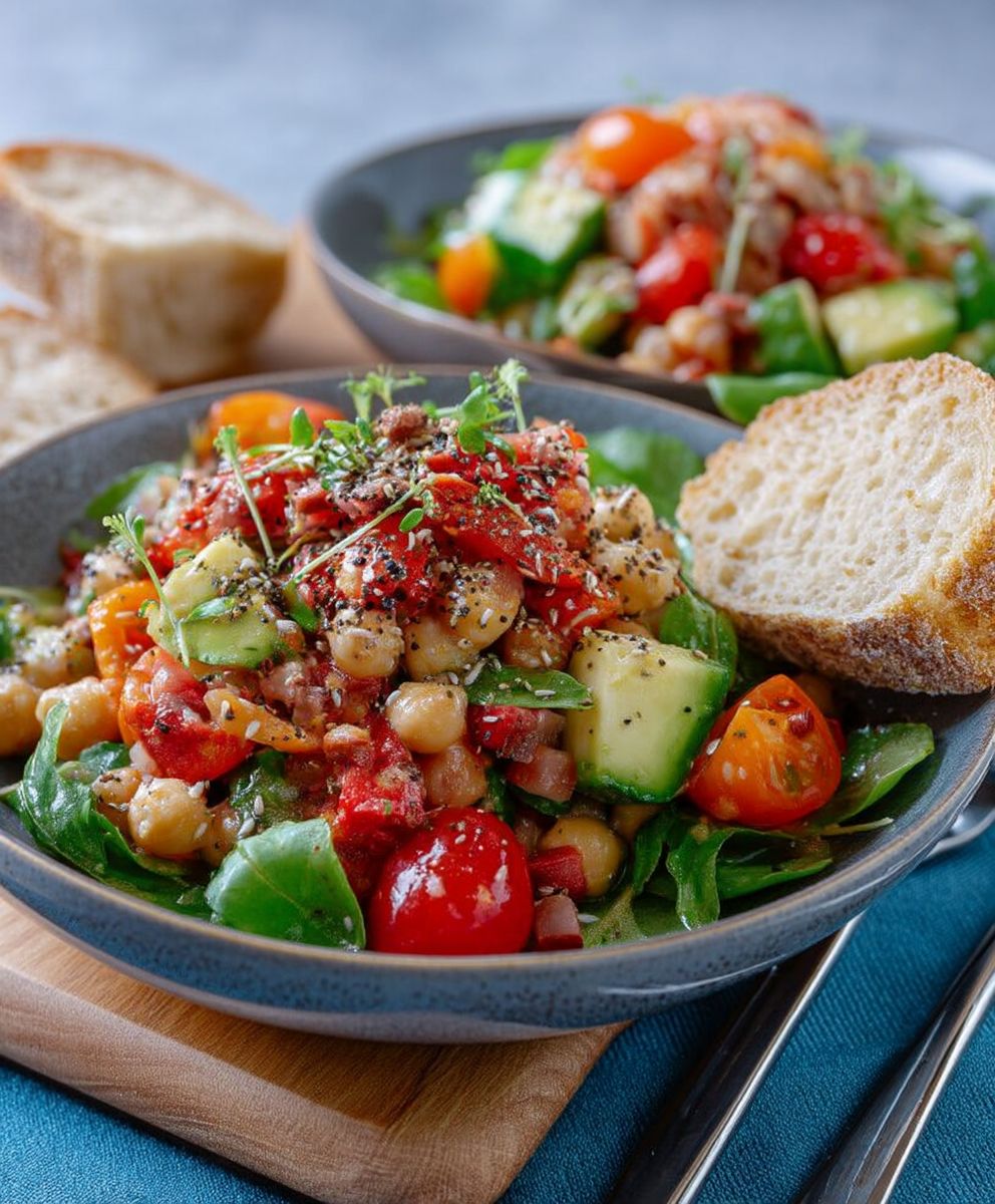 Kichererbsen Salat schnelle Vinaigrette