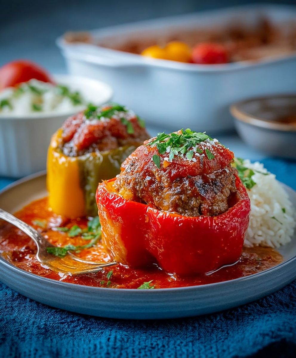 Gefüllte Paprika Hackfleisch Tomatensoße