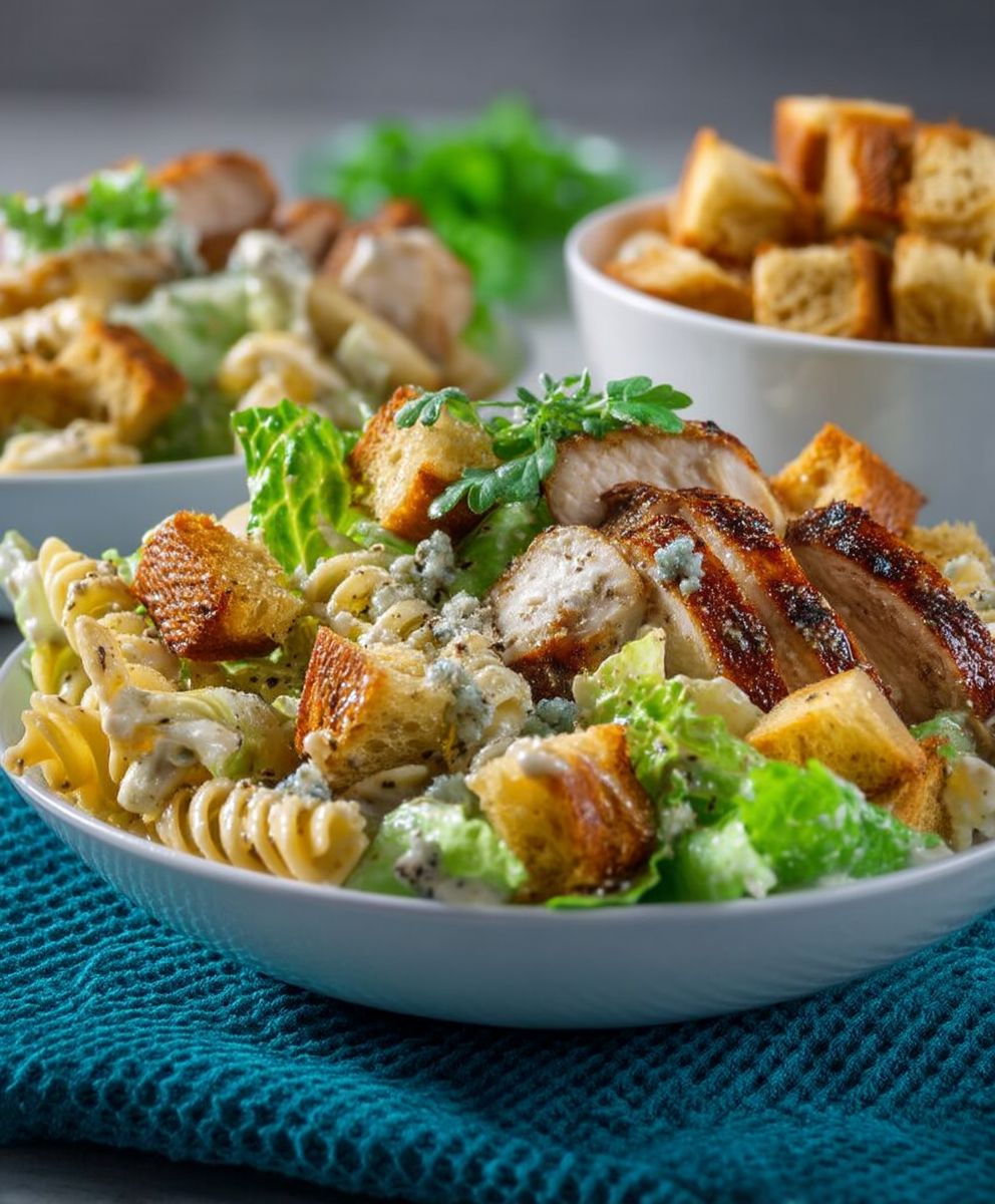 Caesar Pasta Salat Hähnchen