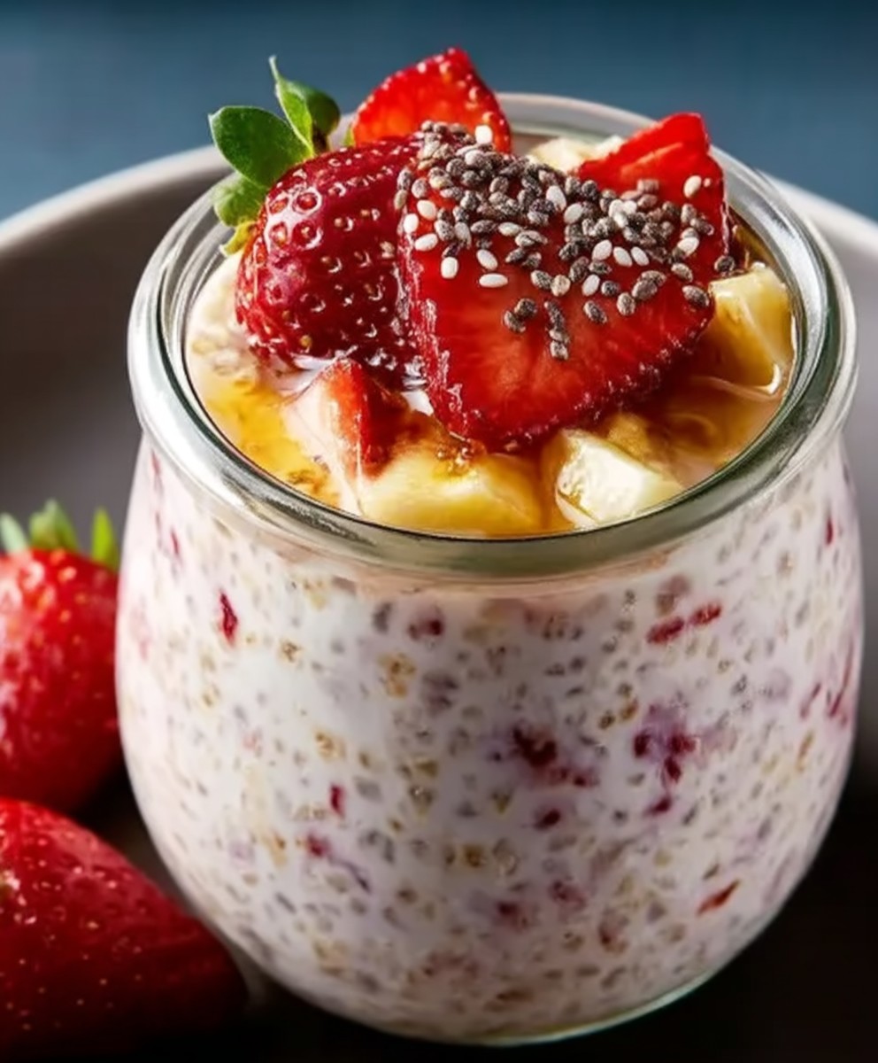 Erdbeer Rhabarber Overnight Oats