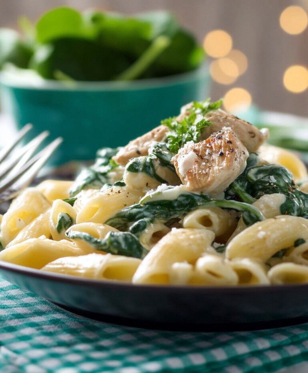 Knoblauch Spinat Pasta Pute