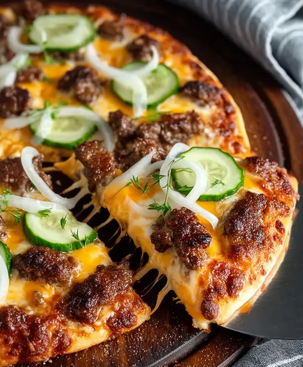Rindfleisch Cheeseburger Pizza